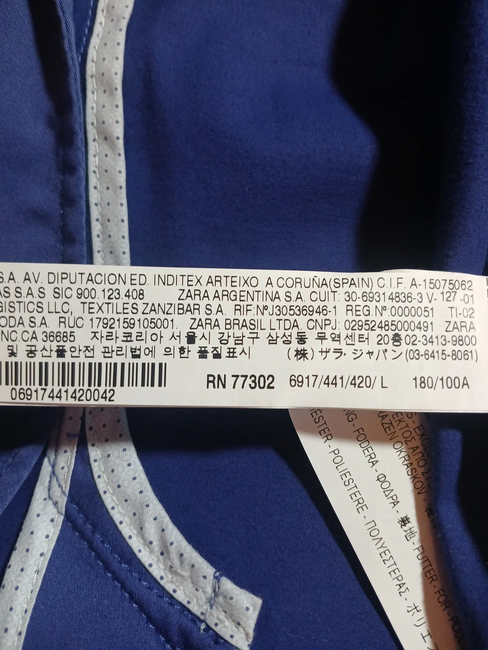 Zara Man Casual Cotton Blazer Royal Blue Size Large
